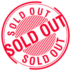 Sold Out, red rubber stamp vector