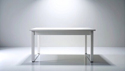 Minimalist White Table in Studio with Spotlight.
