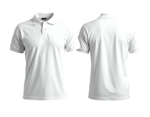 Front and back views of a plain white collared shirt on black background (1)