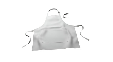 Isolated white apron with tie straps, centered on black background