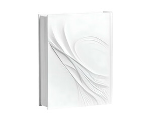 White, textured book with flowing abstract design