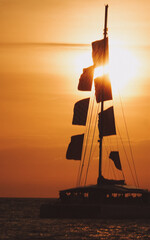 sailing ship at sunset © Gabriel