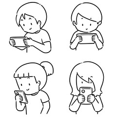 vector set of people using smartphone