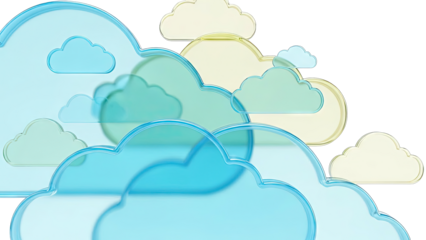 Abstract Cloud Shapes in Translucent Blue and Yellow