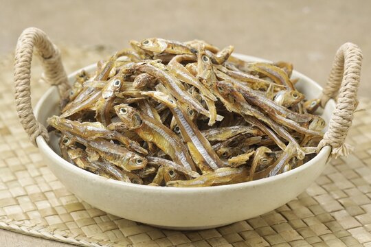 Dried salty anchovy or ikan teri
