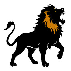 Majestic black lion roaring © Mg