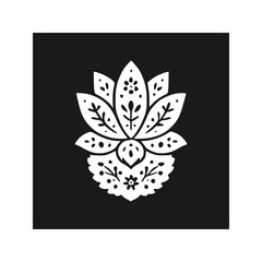 Beautiful Lotus Flower Solid Silhouette Mandala Style Minimal Vector Design
