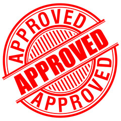 Approved, red rubber stamp vector