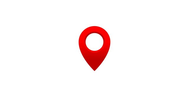 Animation of red map location pin with alpha channel.