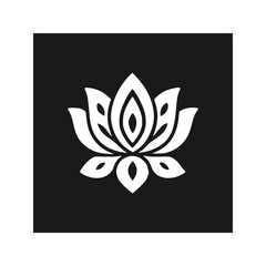 Beautiful Lotus Flower Solid Silhouette Mandala Style Minimal Vector Design