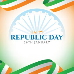 Republic Day celebration, January 26. Indian Republic Day background design with tricolor flag. Vector illustration