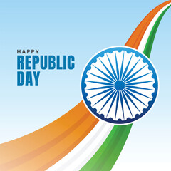 Republic Day celebration, January 26. Indian Republic Day background design with tricolor flag. Vector illustration