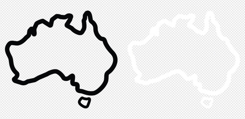 Australia country simplified map. Thick black  and white outline contour. Simple vector icon