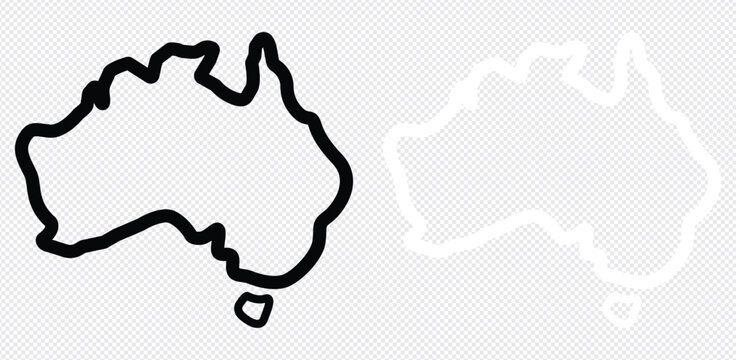 Australia country simplified map. Thick black  and white outline contour. Simple vector icon
