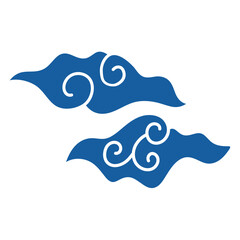 Hand drawn cloud pattern vintage. Indonesian mega mendung batik motif. Vector illustration.