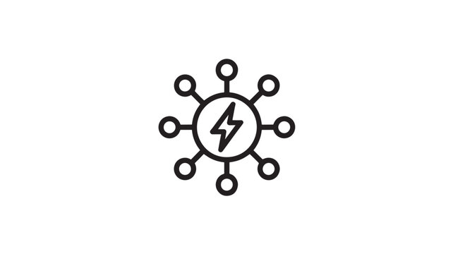 Black Electricity Bolt Icon on White Background