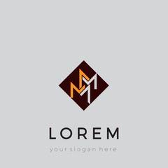 Abstract vector design isolated logo, abstract initial letters MM framed