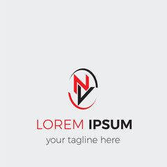 Simple and Modern Initial Logo, Vector with Circle Frame and Initials NV