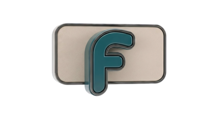 3D Teal Letter F on Textured Beige Plaque