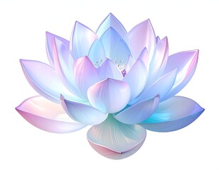 Elegant digitally created lotus flower, open bloom, pastel hues, white background