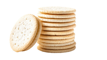 Stack of thin, circular crackers with a few leaning on the side