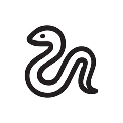 Obraz premium Minimalist coiled snake icon a sleek black outline design with a simple dot eye for versatile use