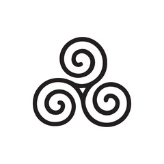 Clean Black Triskelion Triple Spiral Graphic Symbolizing Ancient Celtic Cycles