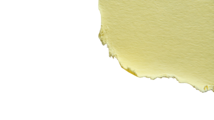 Yellow paper tear, rough edge. Black background, abstract texture, corner shape