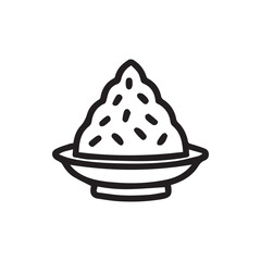 Stylized black line art icon of a delicious textured food mound on a serving dish