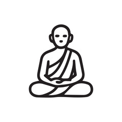 Simple Outline Icon of a Meditating Monk in Lotus Pose for Mindfulness and Spirituality
