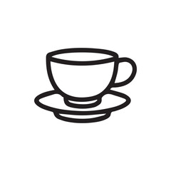 Elegant Line Art Illustration of a Coffee Mug with Saucer for Hot Drinks and Cafes