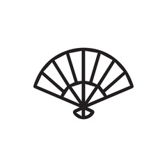 Elegant traditional Asian folding fan outline icon perfect for cultural designs and digital art