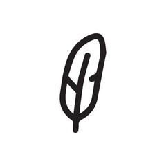 Simple Hand Drawn Doodle Style Leaf Icon Black Outline on White Background