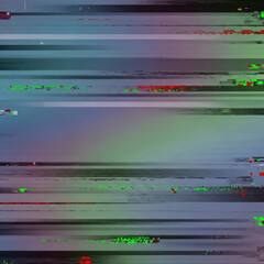 Digital Glitch Effect with Horizontal Lines and Color Aberration.