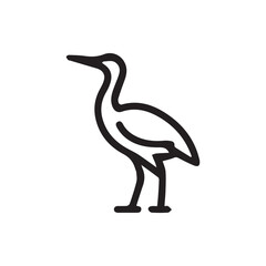 Elegant long necked bird icon capturing the grace of a wading bird in simple outline style