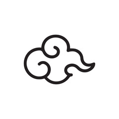 Graceful Asian inspired cloud symbol in black line art on a white background minimal
