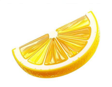 A vibrant, detailed illustration of a single lemon slice against white