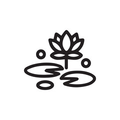 Elegant Lotus Flower and Water Lilies Icon Representing Aquatic Serenity and Nature