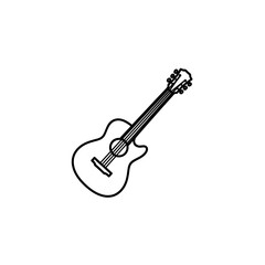 Obraz premium Acoustic guitar outline icon, simple line drawing, musical instrument vector
