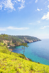 Awesome view at a rocky coastline with a bay and a seascape view