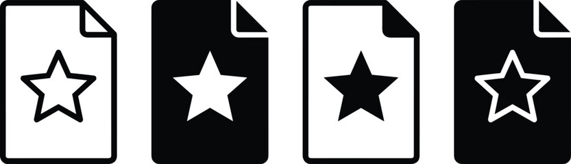 Star document file icon outline and solid style symbol for favorite, important file, rating, bookmark, UI UX vector design