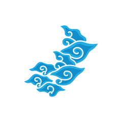 Indonesian mega cloudy batik motif vector illustration.