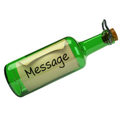 Message in a Green Glass Bottle Isolated