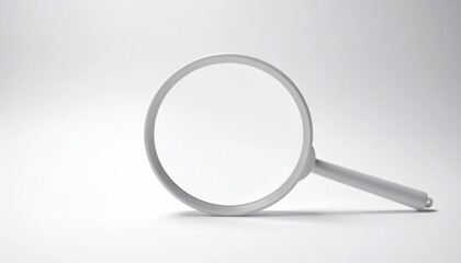 Monochrome Magnifying Glass on White Background for Detailed Inspection.