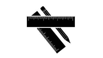 Fototapeta premium A design concept showing a ruler, pencil, and triangle on a geometric background, perfect for design and education concepts.