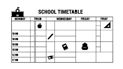 School timetable, learning schedule with icon related to education schedule.