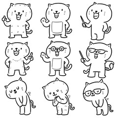 vector set of cat cartoon