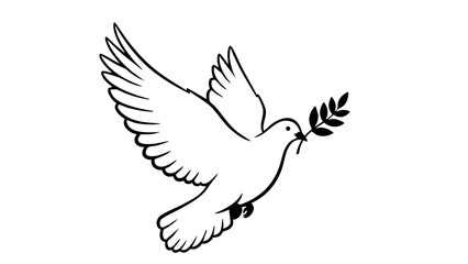 Obraz premium A symbol of peace, a dove in flight carrying an olive branch