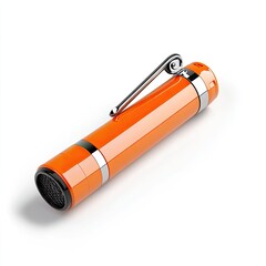 Portable led flashlight for outdoor adventures camping gear compact design vibrant orange color high-performance lighting