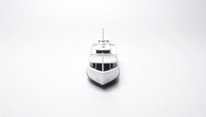 Monochrome Model Boat on White Background - A Minimalist Aesthetic.